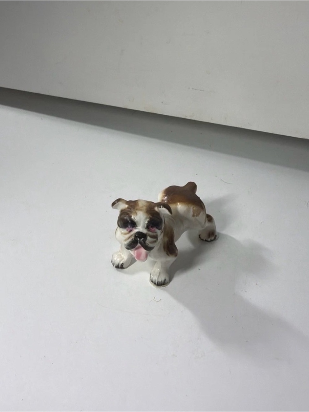 Hand-Painted Brown and White Bulldog Sculpture Figurine